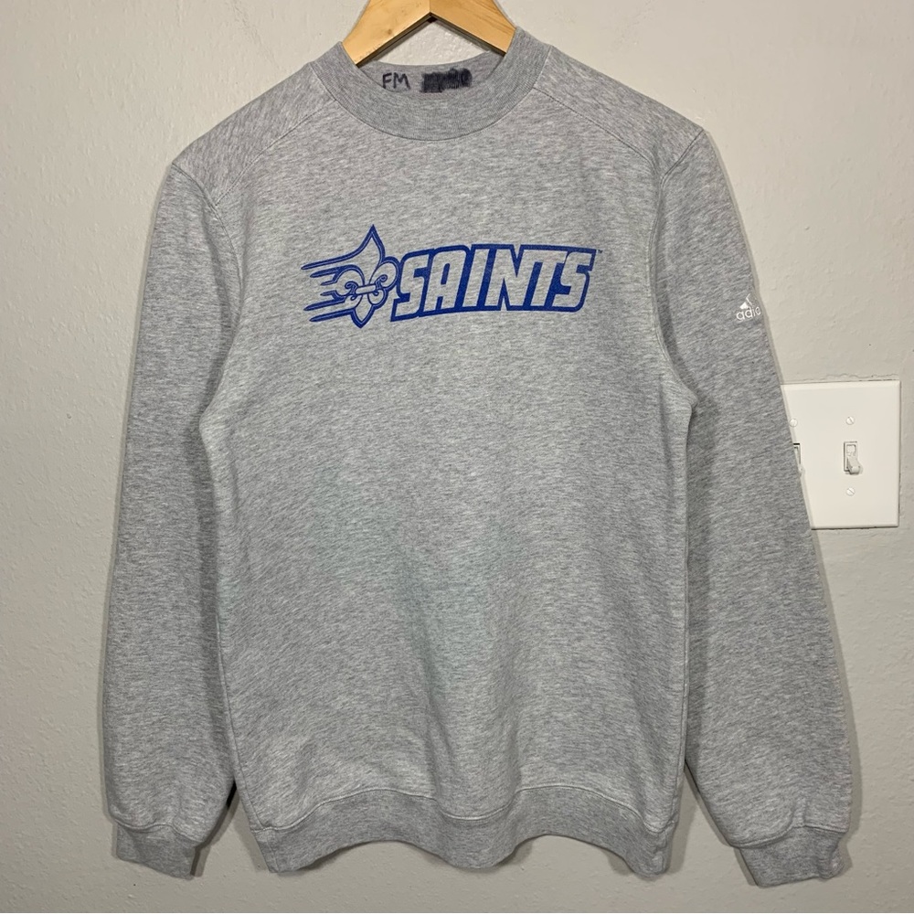 Adidas‎ New Orleans Saints Gray Pullover Sweatshirt Y2K Small